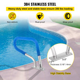 Pool Rail 30x22 Pool Railing 304 Stainless Steel 250LBS Load Capacity Silver Rustproof Pool Handrail Humanized Swimming Pool Handrail with Blue Grip Cover & M8 Drill Bit & Self-Taping Screws